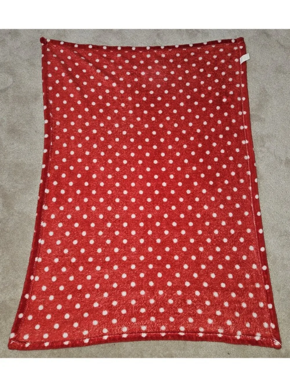 Snugly Baby Blanket Fleece Red White Polka Dots 28x38 RN 123745